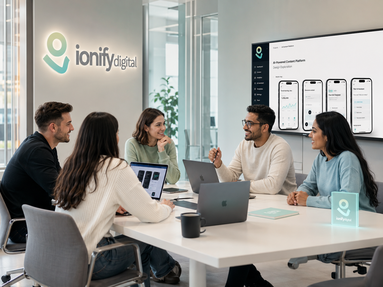 Ionify Digital team collaborating on an AI-powered product